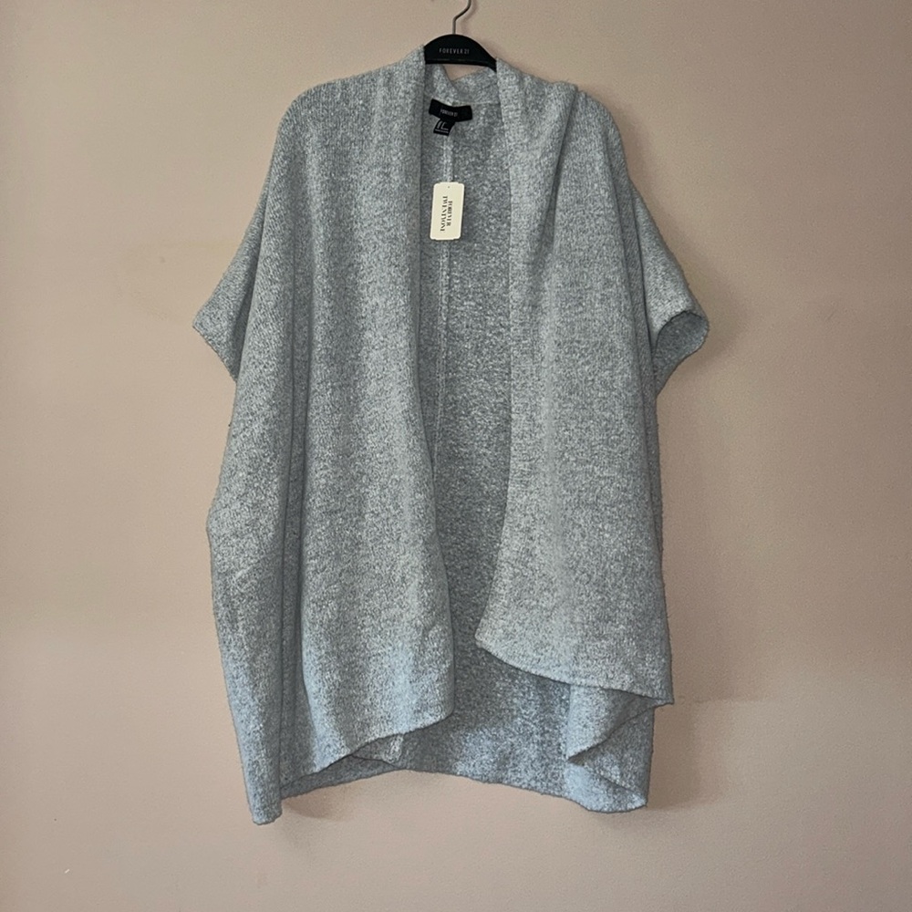 Forever 21 Women’s gray grey mid sleeve sweater cardigan
